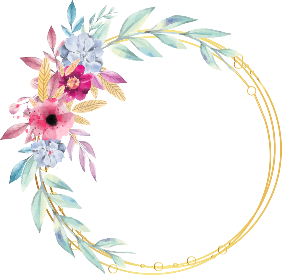 Circular Frame with Flowers Illustration