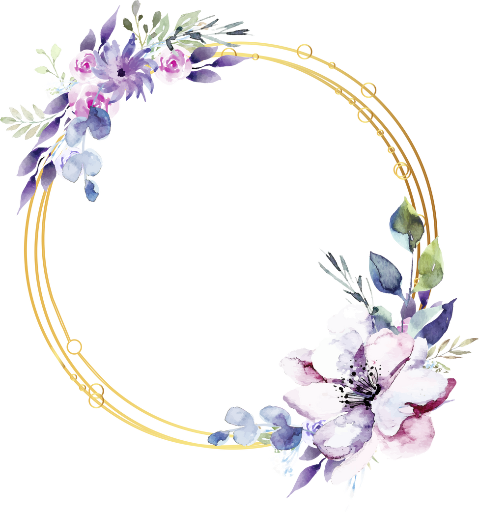 Circular Frame with Flowers Illustration